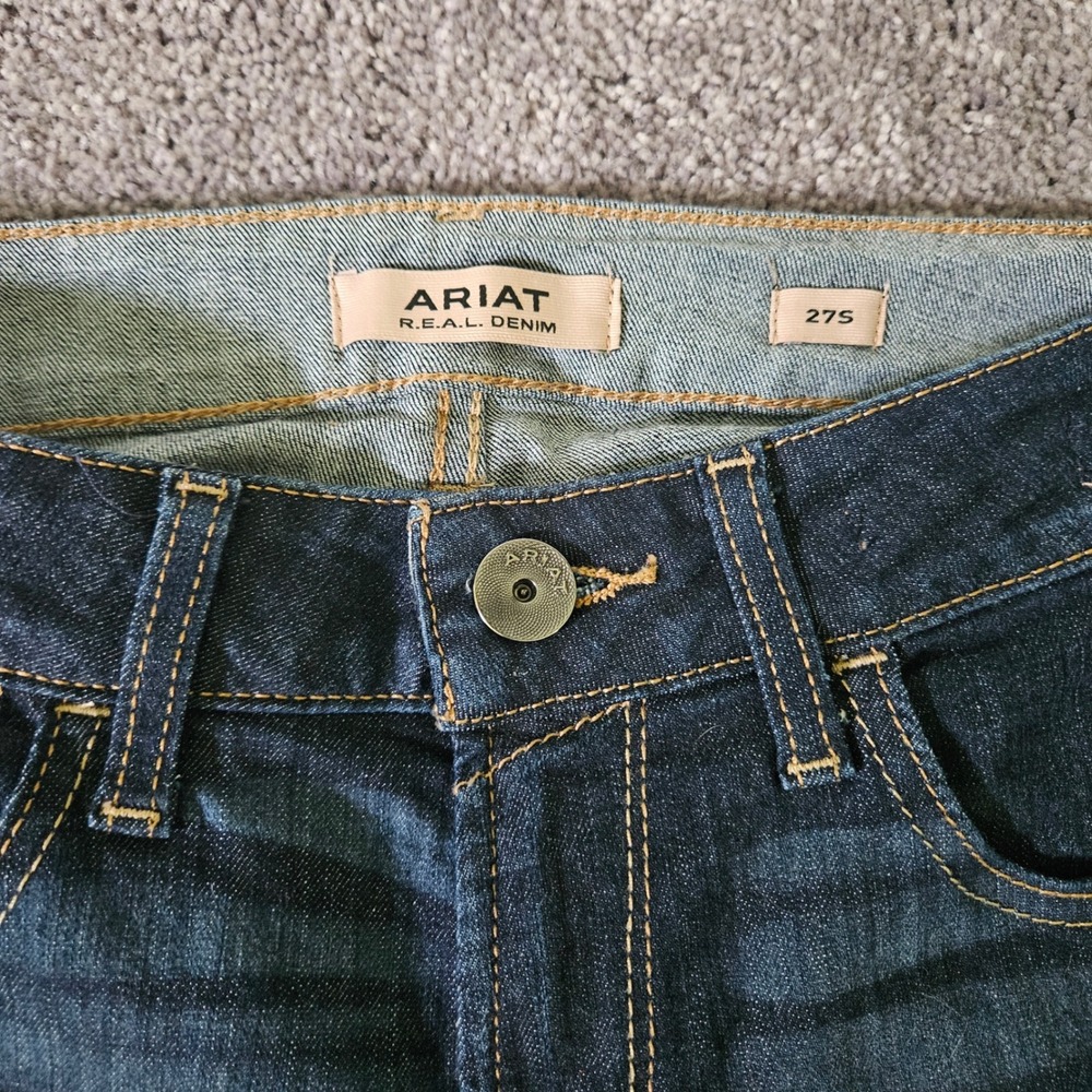 Ariat Women Perfect Rise Trouser Jeans Dark Wash Wide Leg Denim Size 27 S - Picture 4 of 9